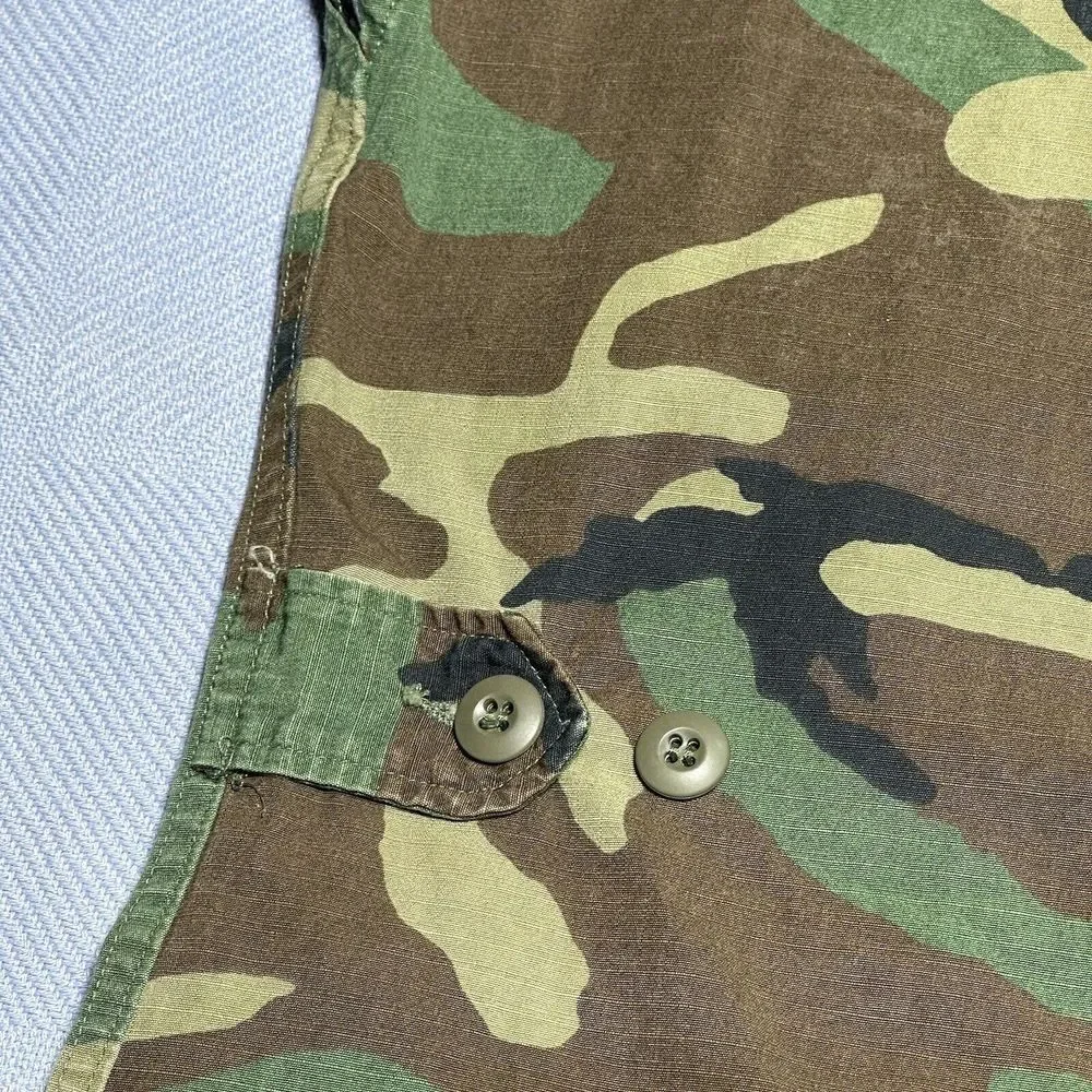 Vintage 1980s Army‎ Woodland Camo Hot Weather Coat Combat BDU Size Small Long